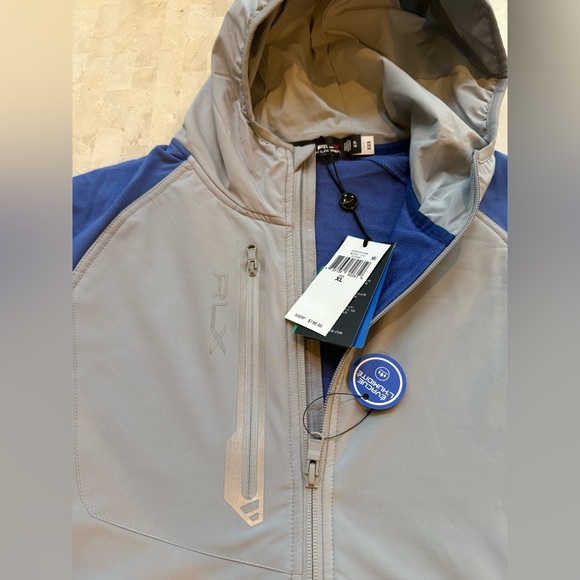 RLX Ralph Lauren NWT $198 Men’s Golf 1/2-Zip Pullover Hoodie Blue/Grey Size XL - Picture 2 of 10